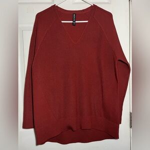 ATHLETA Burgundy Women’s Knit Sweater, Long Sleeve, V Neck Sz S